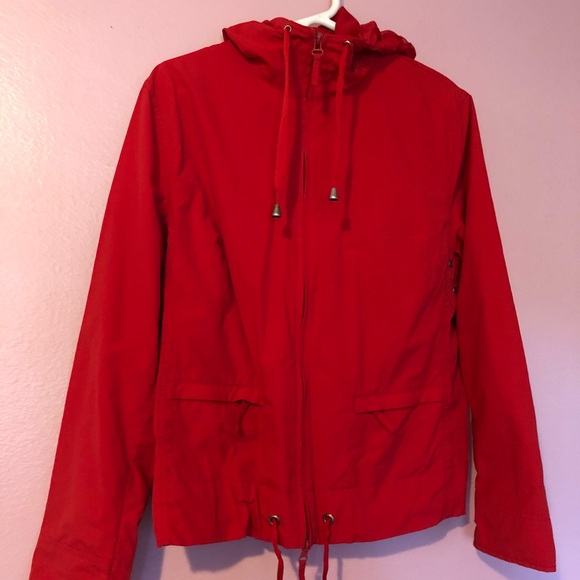 i.e. relaxed Jackets & Blazers - Vintage Red Rain Coat